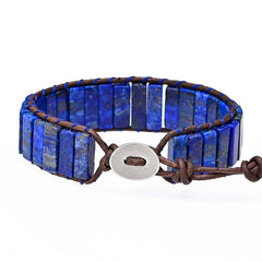 Handwoven Boho Rectangular Lapis Lazuli Bracelet