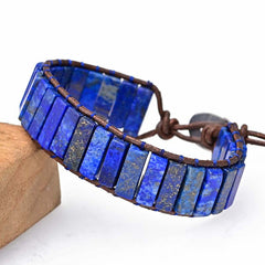 Handwoven Boho Rectangular Lapis Lazuli Bracelet