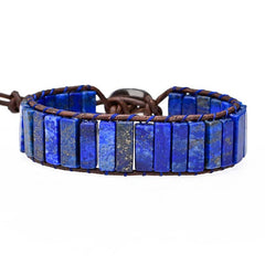 Handwoven Boho Rectangular Lapis Lazuli Bracelet