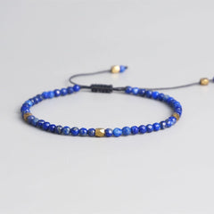 Fashionable And Simple 3MM Faceted Lapis Lazuli Bracelet Gold