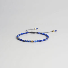 Fashionable And Simple 3MM Faceted Lapis Lazuli Bracelet Gold